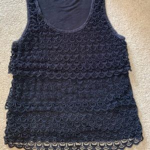 J.Crew layered and scalloped black dress tank